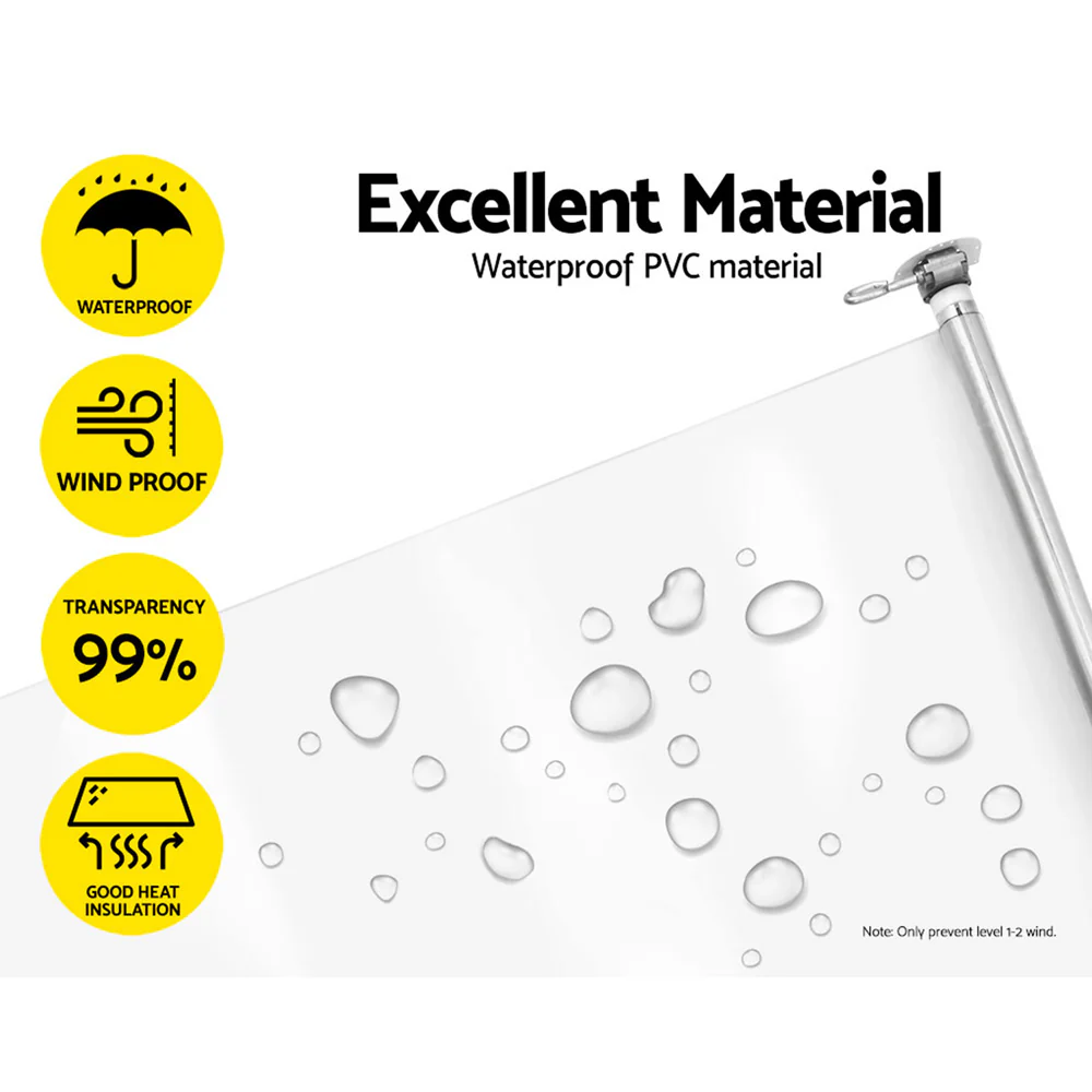 1.2X2.4M Outdoor Blinds Clear Roll Down Awning Retractable Outdoor Blinds Water Wind Proof Transparent - Image 5