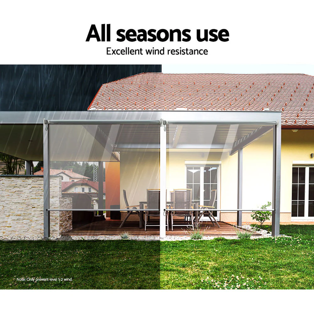 1.2X2.4M Outdoor Blinds Clear Roll Down Awning Retractable Outdoor Blinds Water Wind Proof Transparent - Image 6