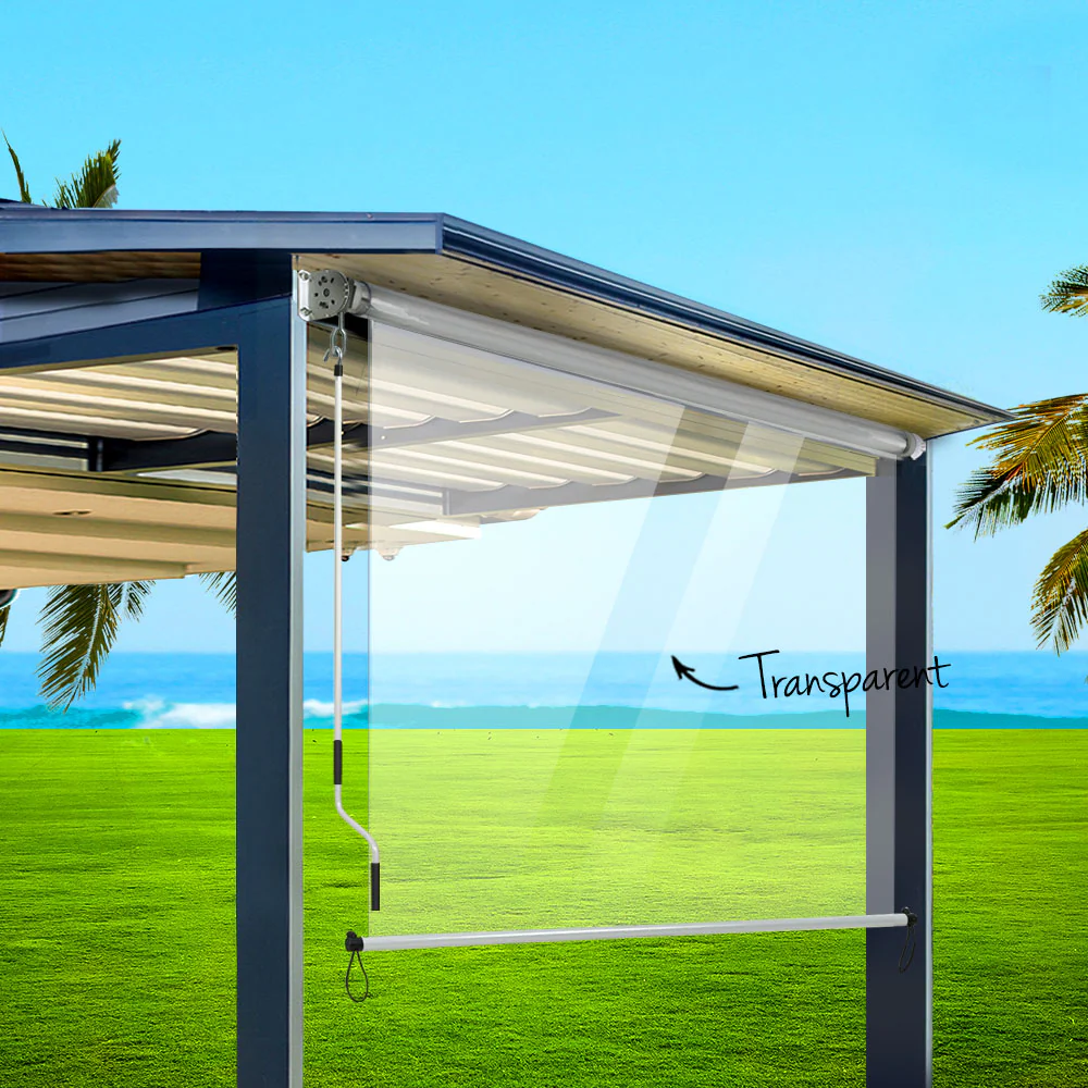 1.2X2.4M Outdoor Blinds Clear Roll Down Awning Retractable Outdoor Blinds Water Wind Proof Transparent - Image 8