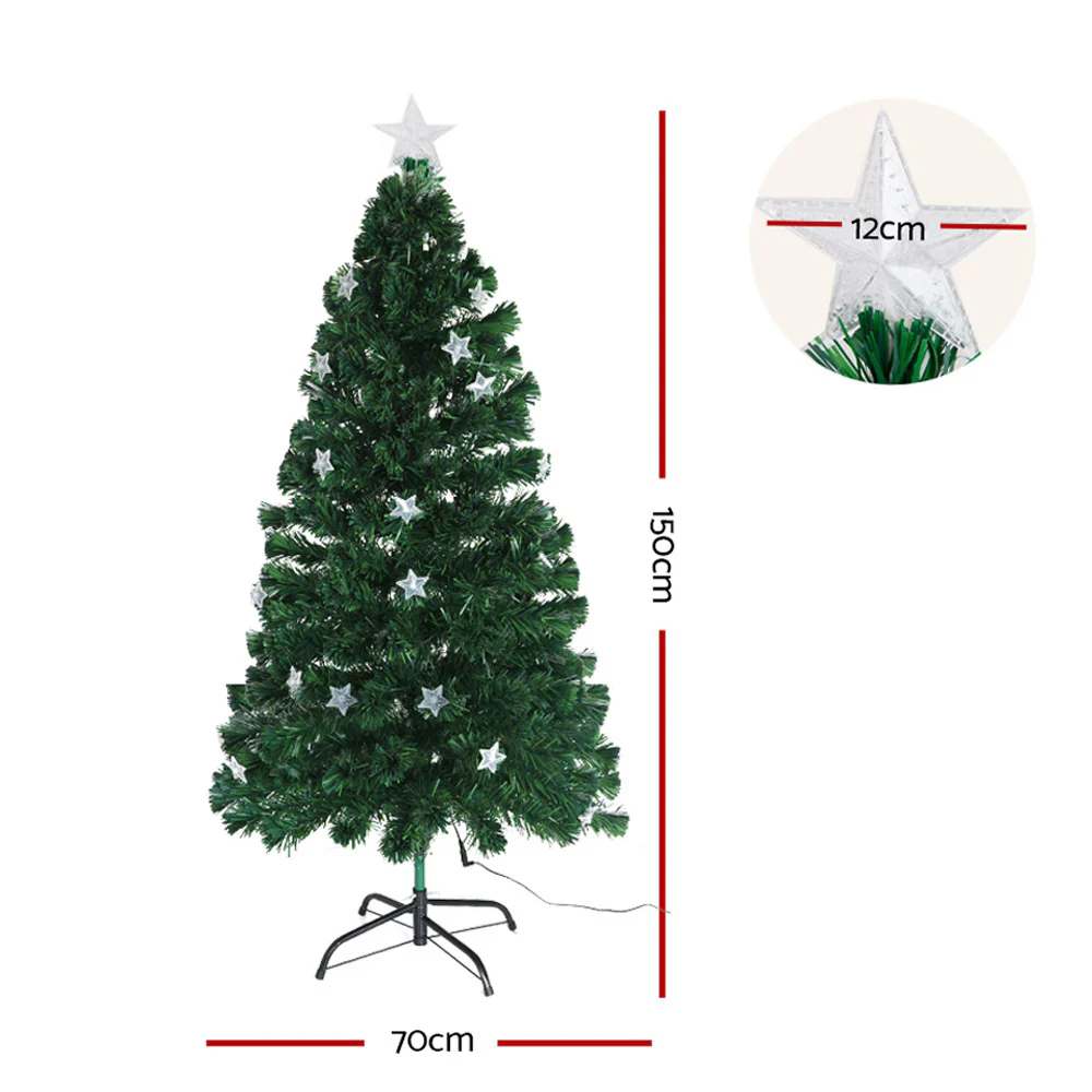 5FT / 1.5M Fibre Optic Christmas Tree – 180 Tips – Pre-lit Multi-Colour Fibre Optic Lights with Star Topper & 28 Stars - Image 3