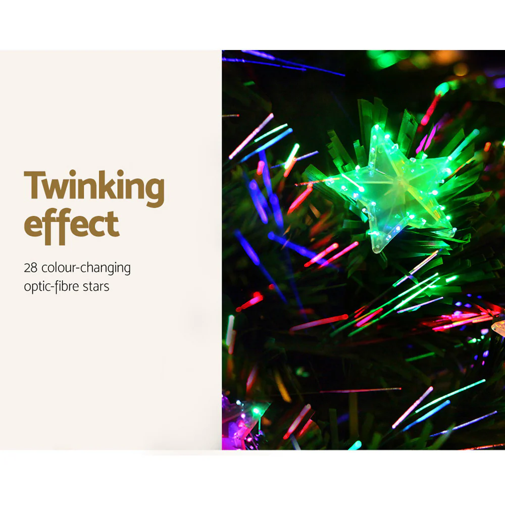 5FT / 1.5M Fibre Optic Christmas Tree – 180 Tips – Pre-lit Multi-Colour Fibre Optic Lights with Star Topper & 28 Stars - Image 6