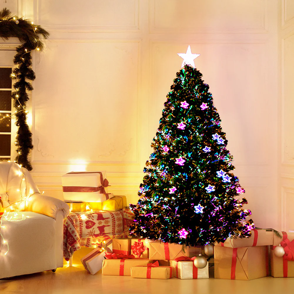 5FT / 1.5M Fibre Optic Christmas Tree – 180 Tips – Pre-lit Multi-Colour Fibre Optic Lights with Star Topper & 28 Stars - Image 8