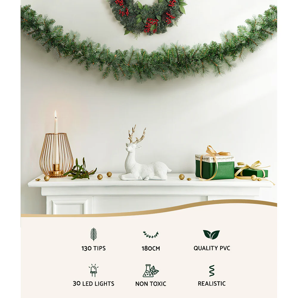 1.8m Christmas Garland with LED Lights – Festive Party Decoration - Image 4