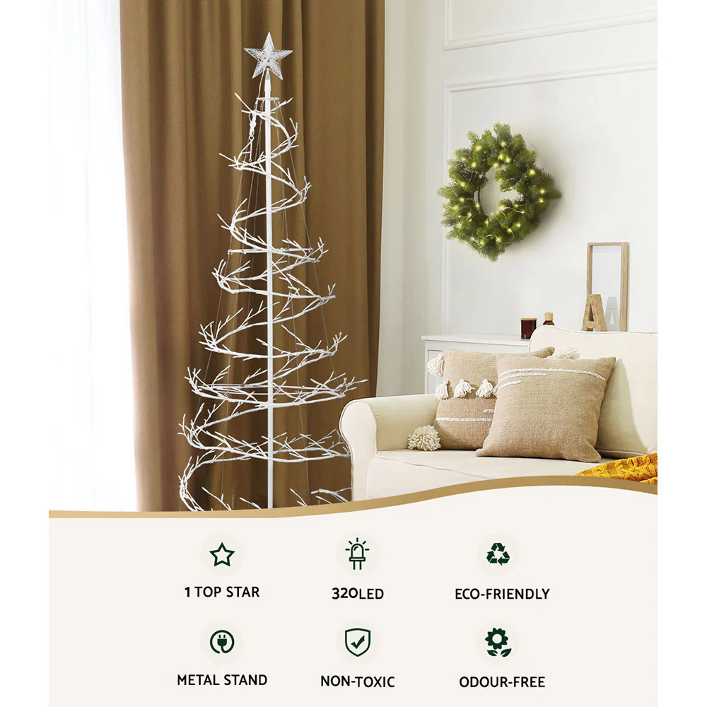 1.8M LED Spiral Christmas Tree – Cold White Lights, 6FT Festive Décor - Image 5