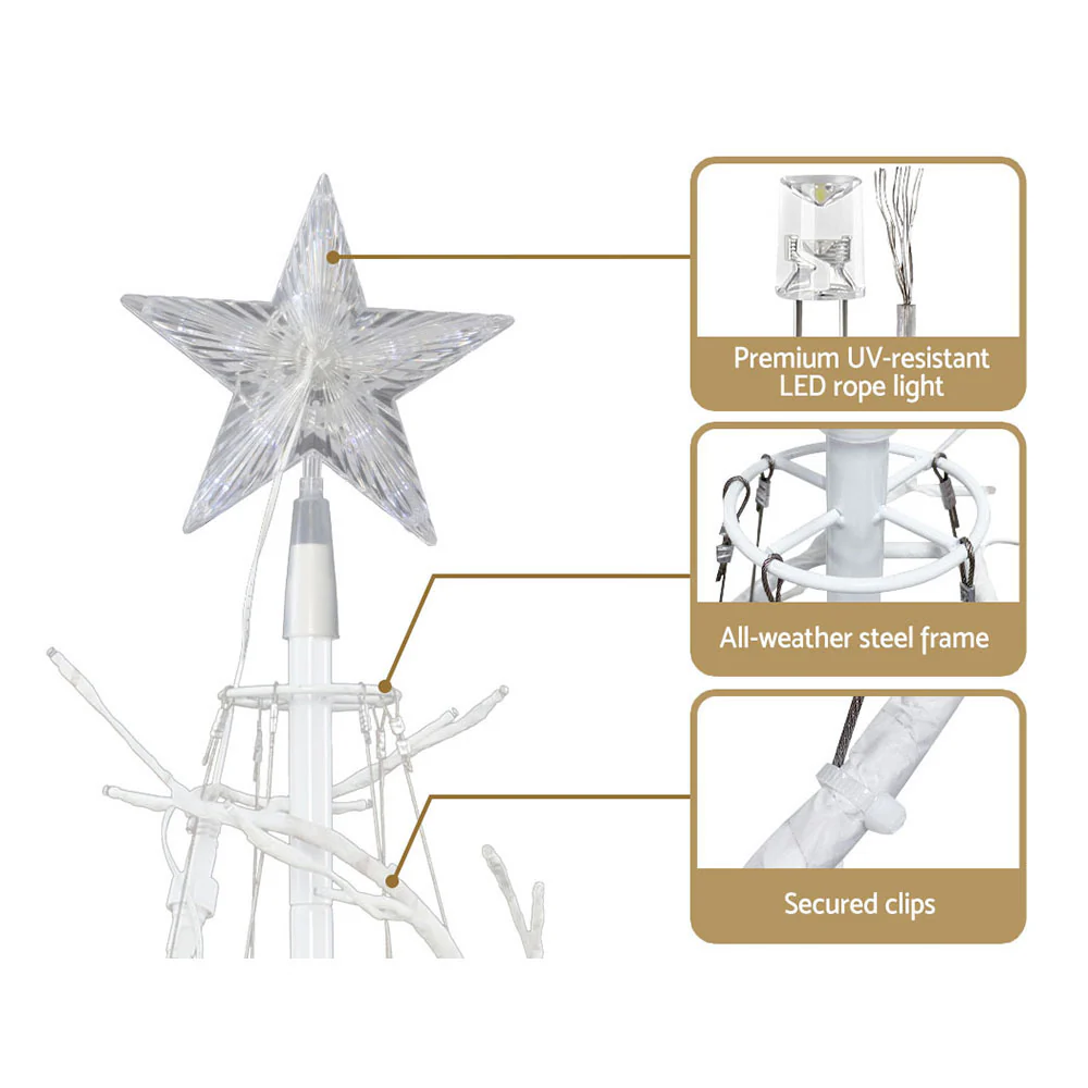 1.8M LED Spiral Christmas Tree – Cold White Lights, 6FT Festive Décor - Image 6