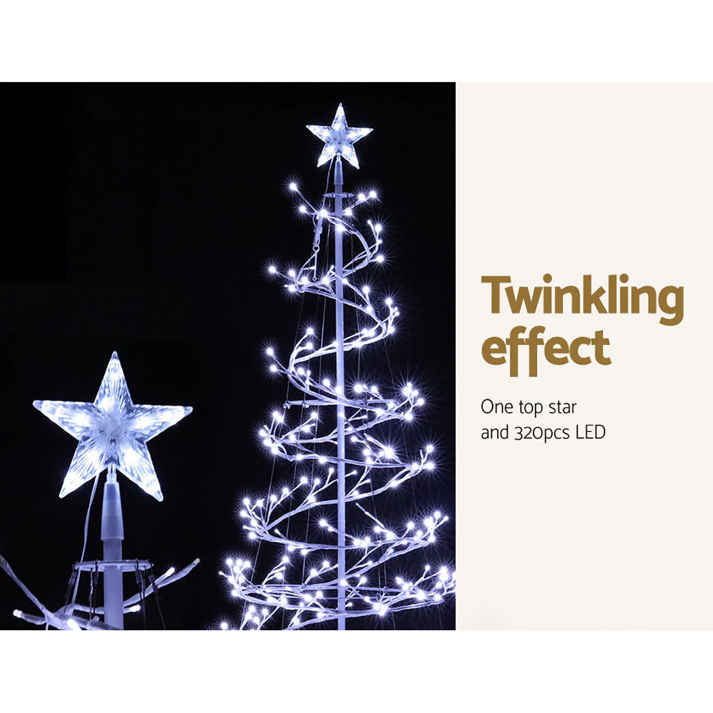 1.8M LED Spiral Christmas Tree – Cold White Lights, 6FT Festive Décor - Image 7