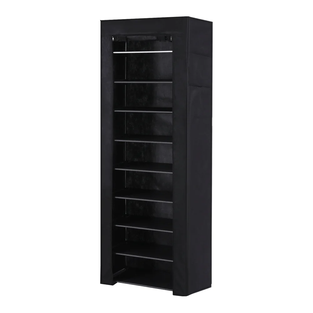 10-Tier Shoe Rack Cabinet with Removable Cover – Black - Image 2