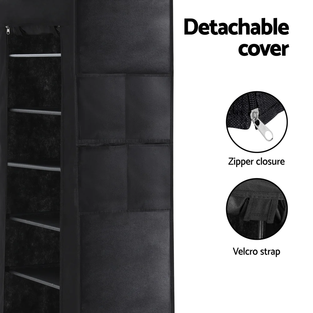 10-Tier Shoe Rack Cabinet with Removable Cover – Black - Image 7