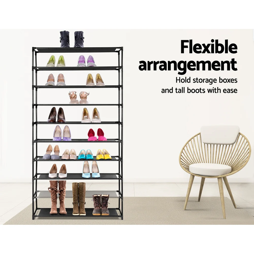 10-Tier Stackable Shoe Rack – Black (Holds up to 50 Pairs) - Image 5