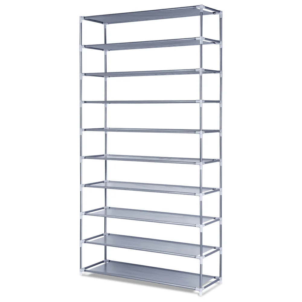 10-Tier Stackable Shoe Rack – Silver (Holds up to 50 Pairs) - Image 2