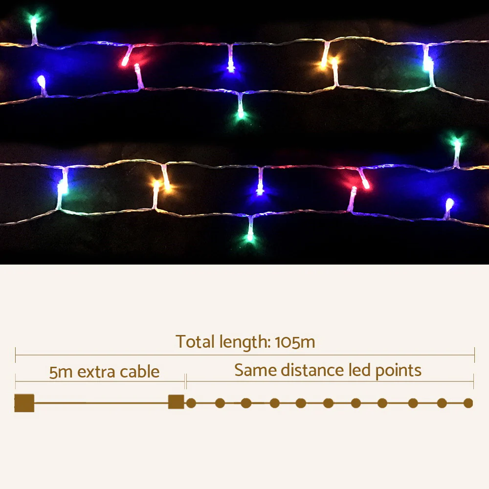 100M Christmas Lights String Light 500 LED Colourful - Image 2