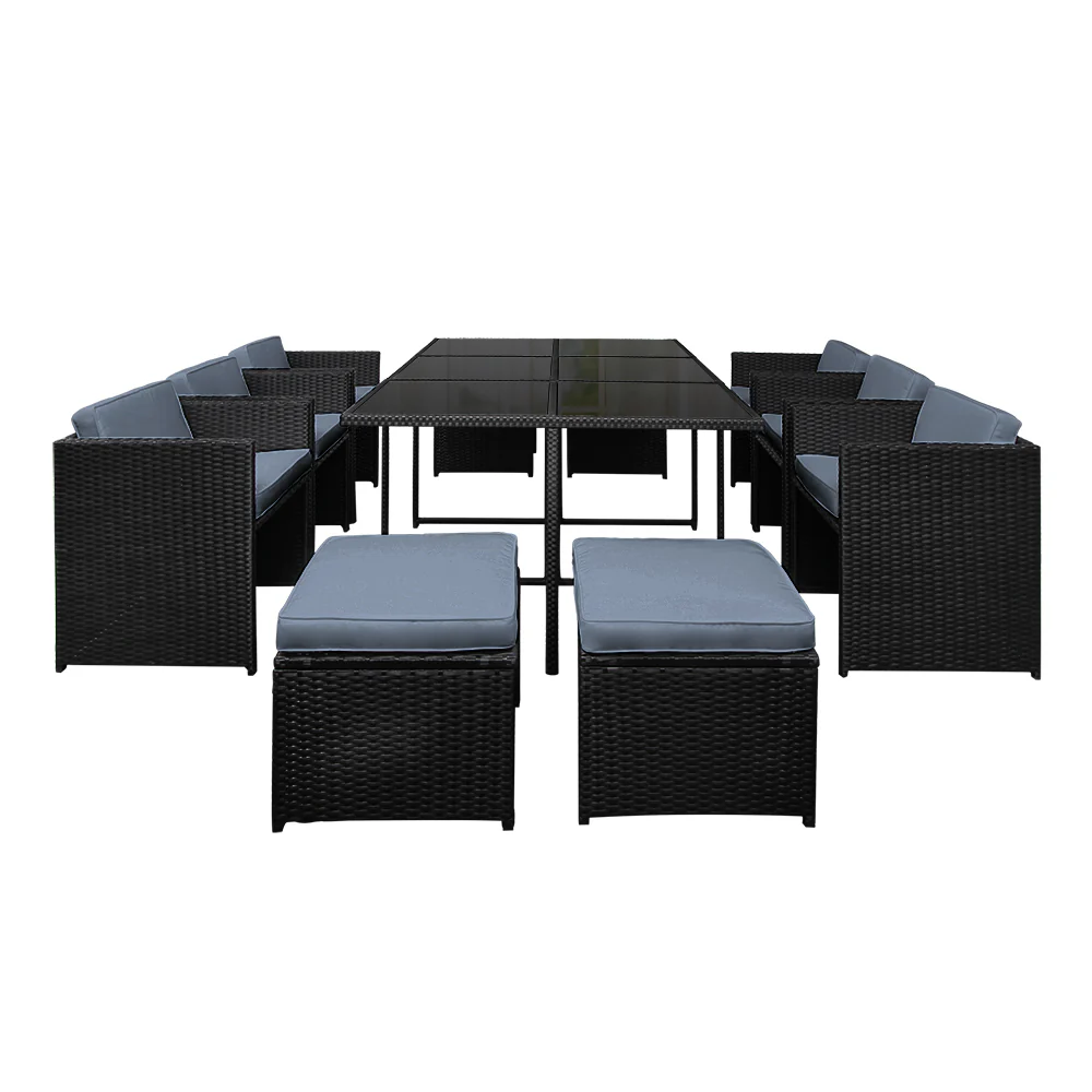 11 Piece Harvey Outdoor Dining Set - Black - Image 3