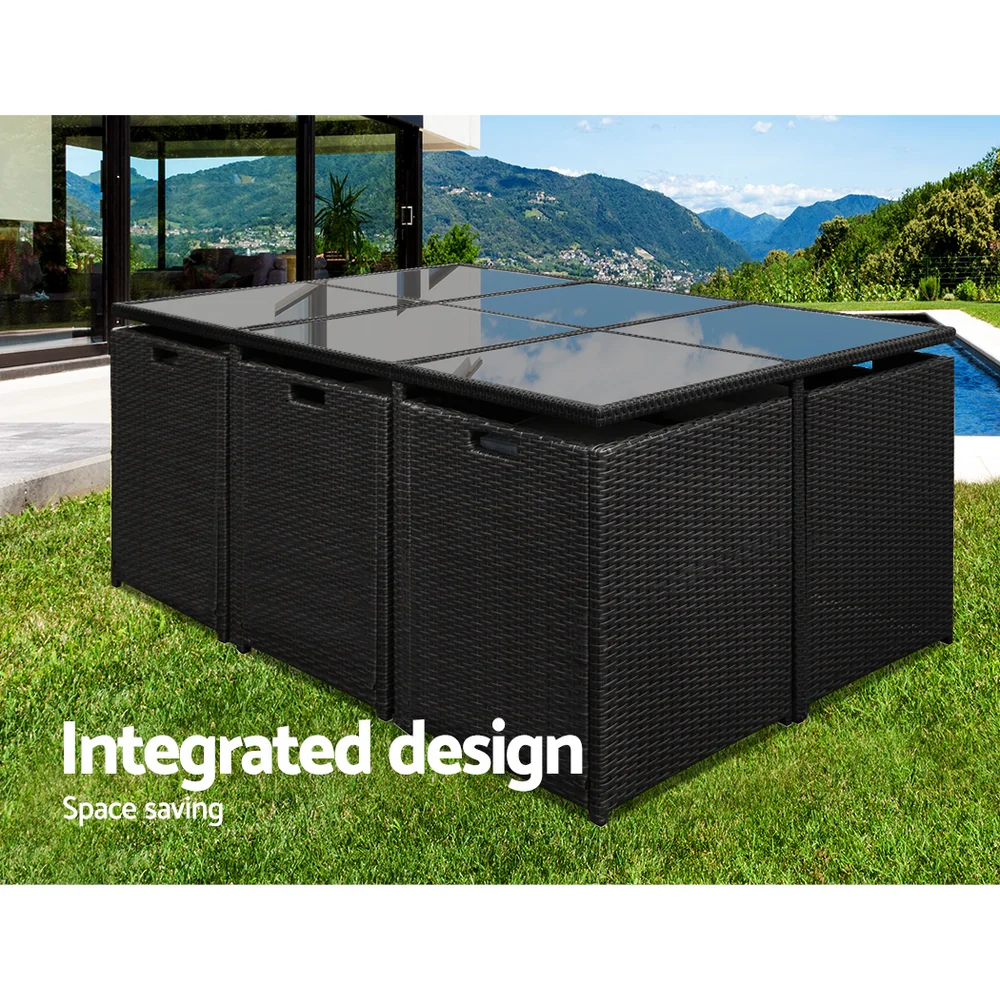 11 Piece Harvey Outdoor Dining Set - Black - Image 4