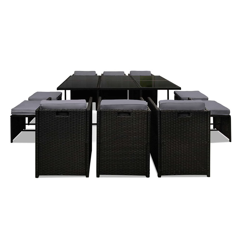 11 Piece Harvey Outdoor Dining Set - Black - Image 7