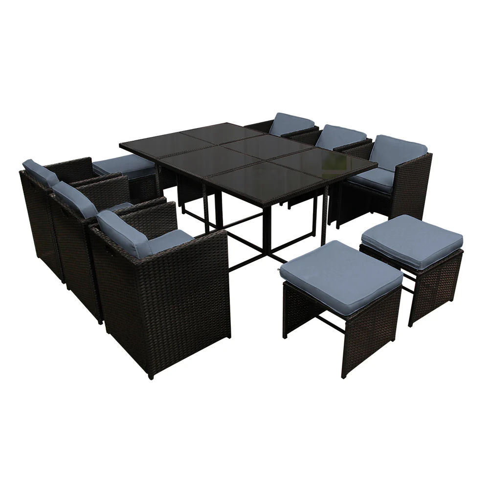 11 Piece Harvey Outdoor Dining Set - Black - Image 8
