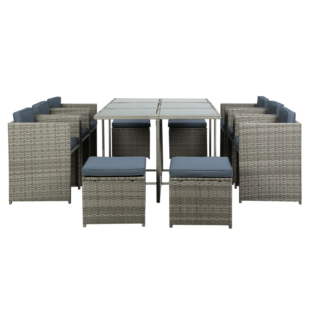 11 Piece Harvey Outdoor Dining Set - Grey - Image 3