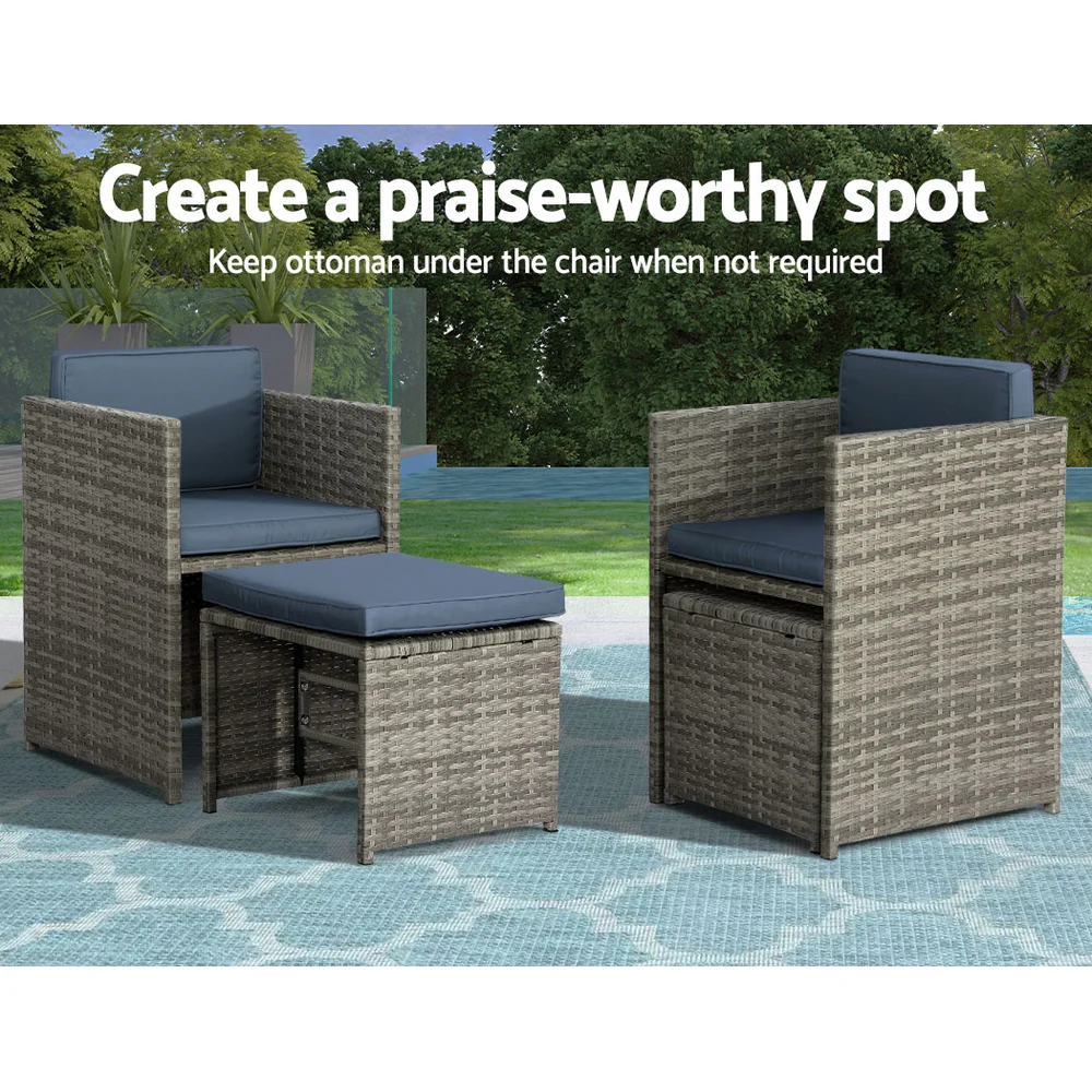 11 Piece Harvey Outdoor Dining Set - Grey - Image 5