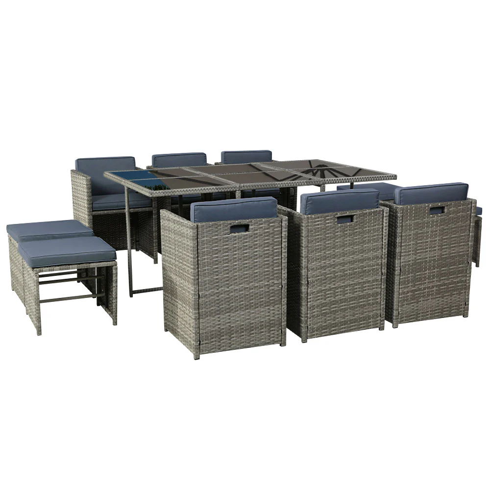 11 Piece Harvey Outdoor Dining Set - Grey - Image 7
