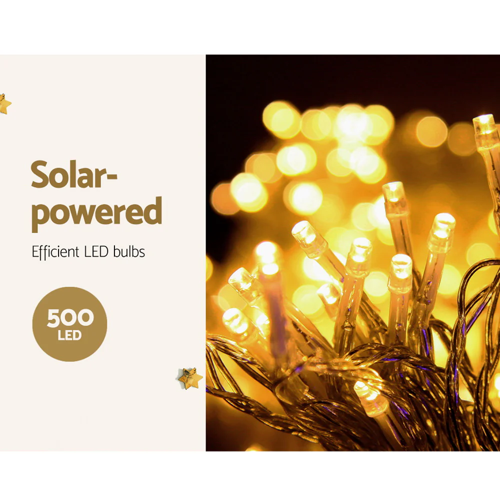 12.5M Solar Christmas Lights Icicle String Light Warm White - Image 3