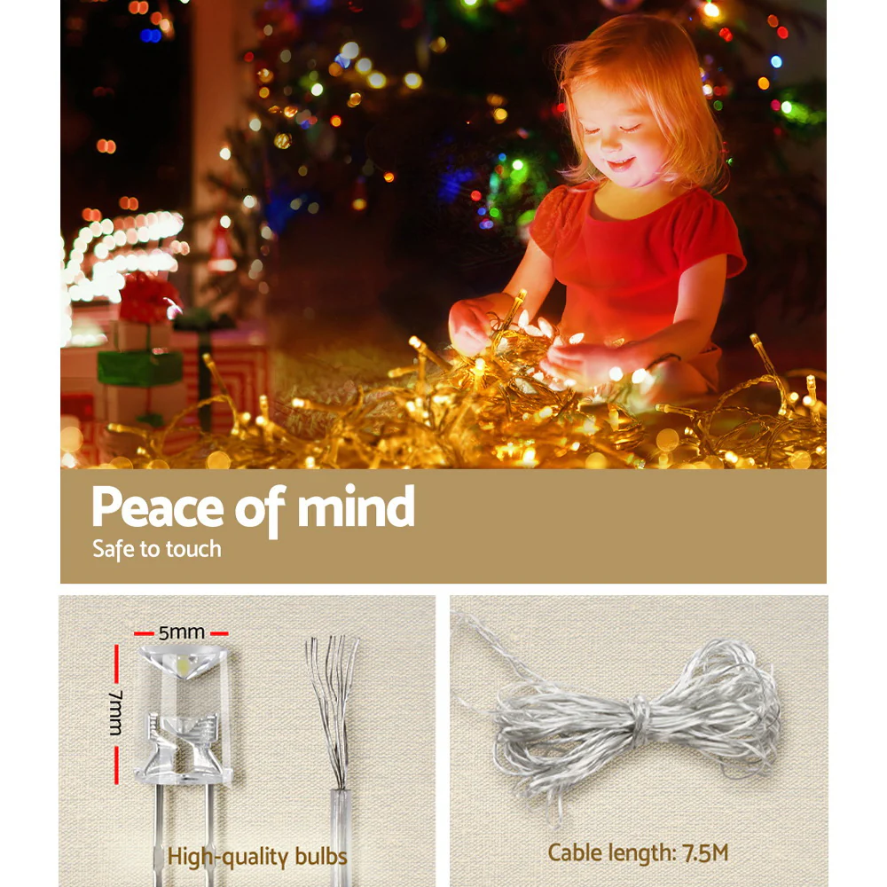 12.5M Solar Christmas Lights Icicle String Light Warm White - Image 5