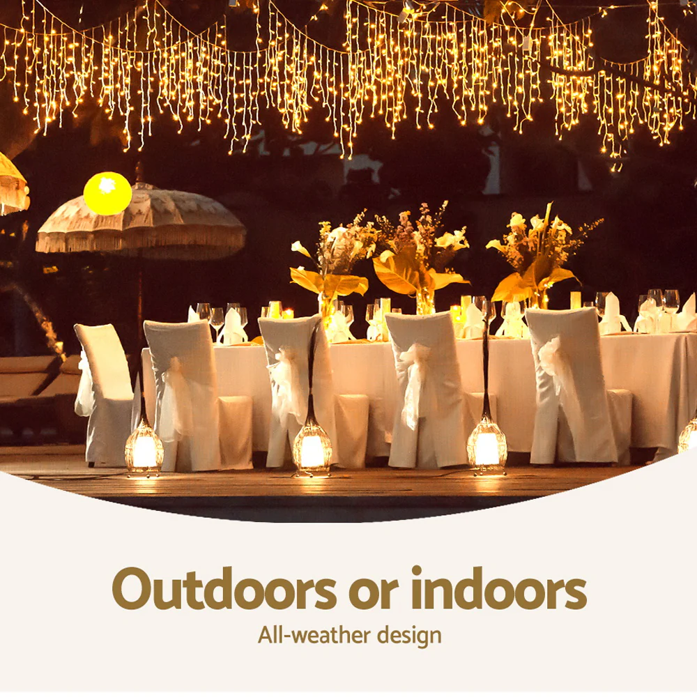 12.5M Solar Christmas Lights Icicle String Light Warm White - Image 6