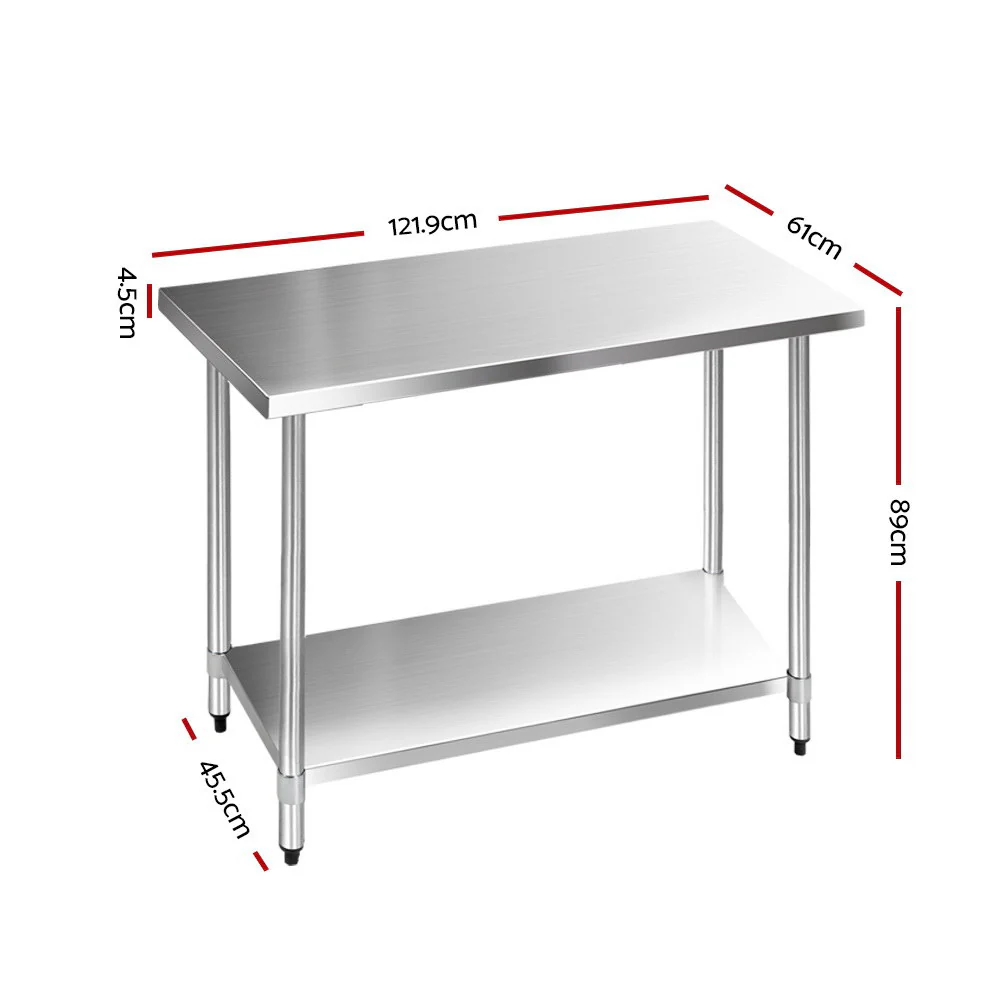 1219x610mm Stainless Steel Kitchen Bench 430 - Image 2