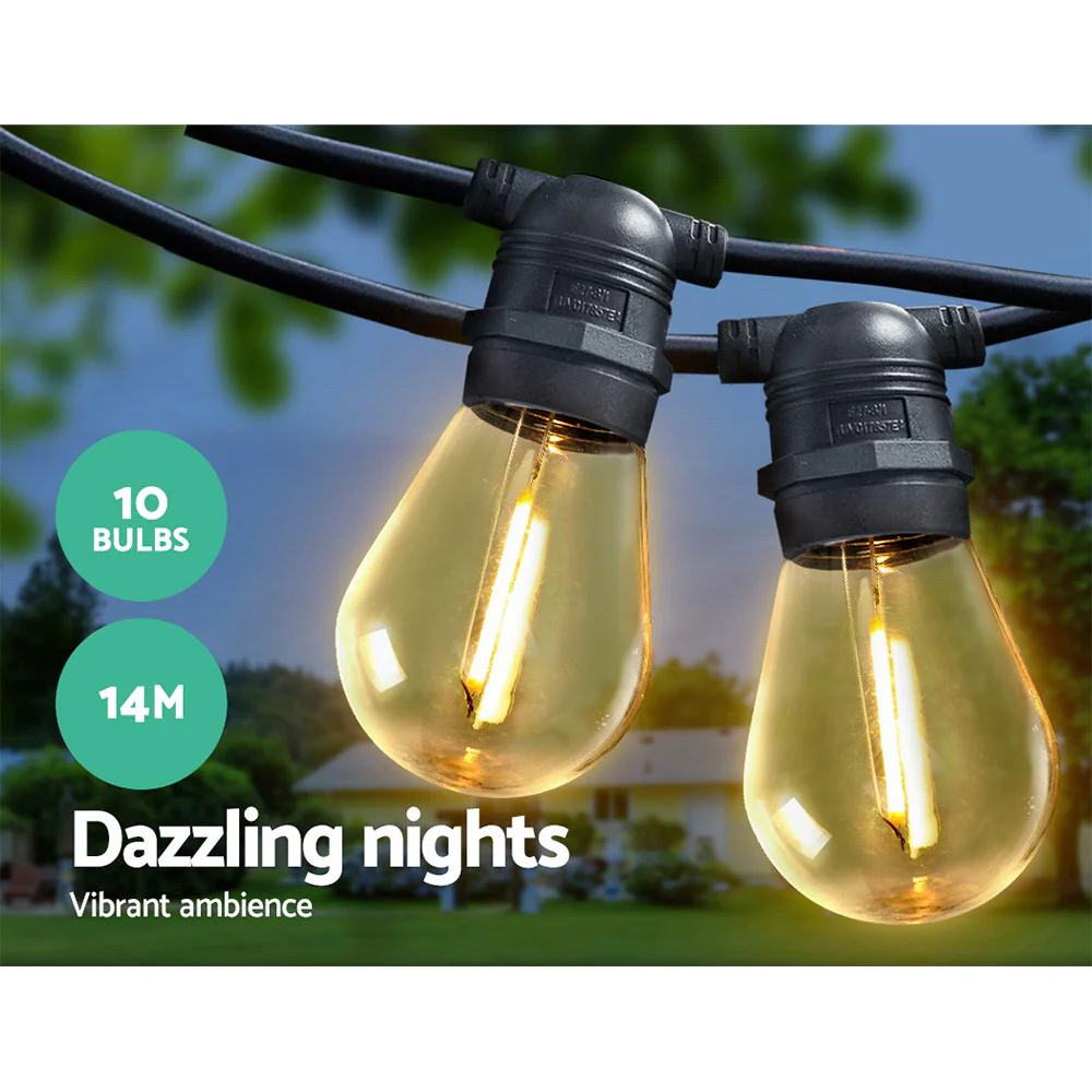 14m LED Festoon String Lights Christmas Wedding Party Outdoor - Image 3