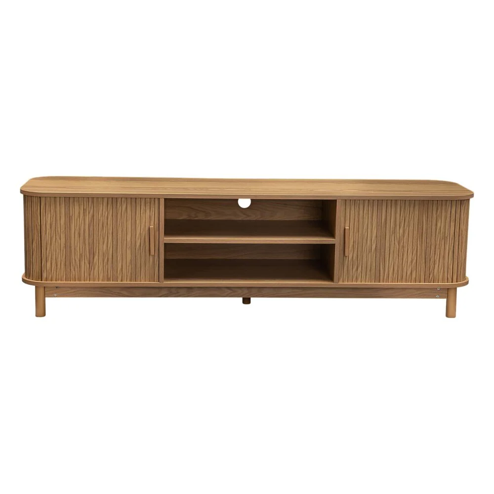 160cm Ribbed Natural Entertainment Unit - Image 2