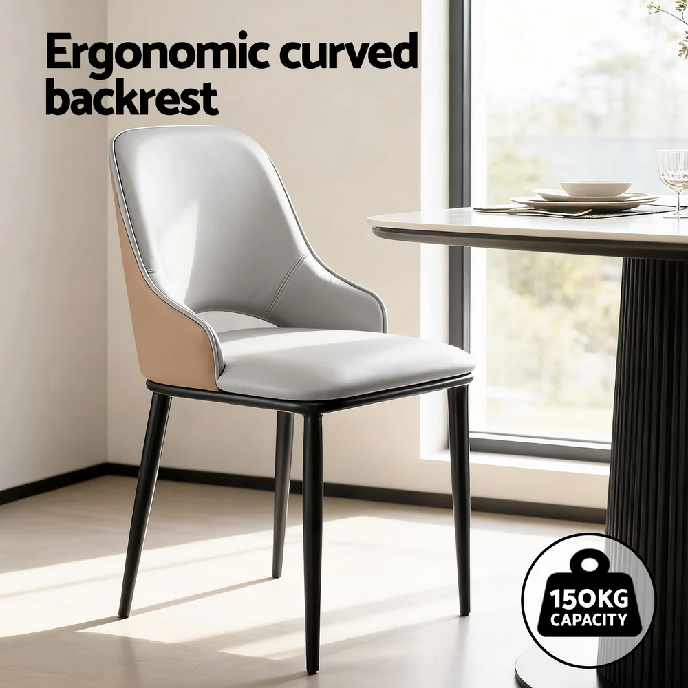 1x Dining Chair Hollow PU Leather Kitchen Lounge Cafe Accent Chairs Grey - Image 4