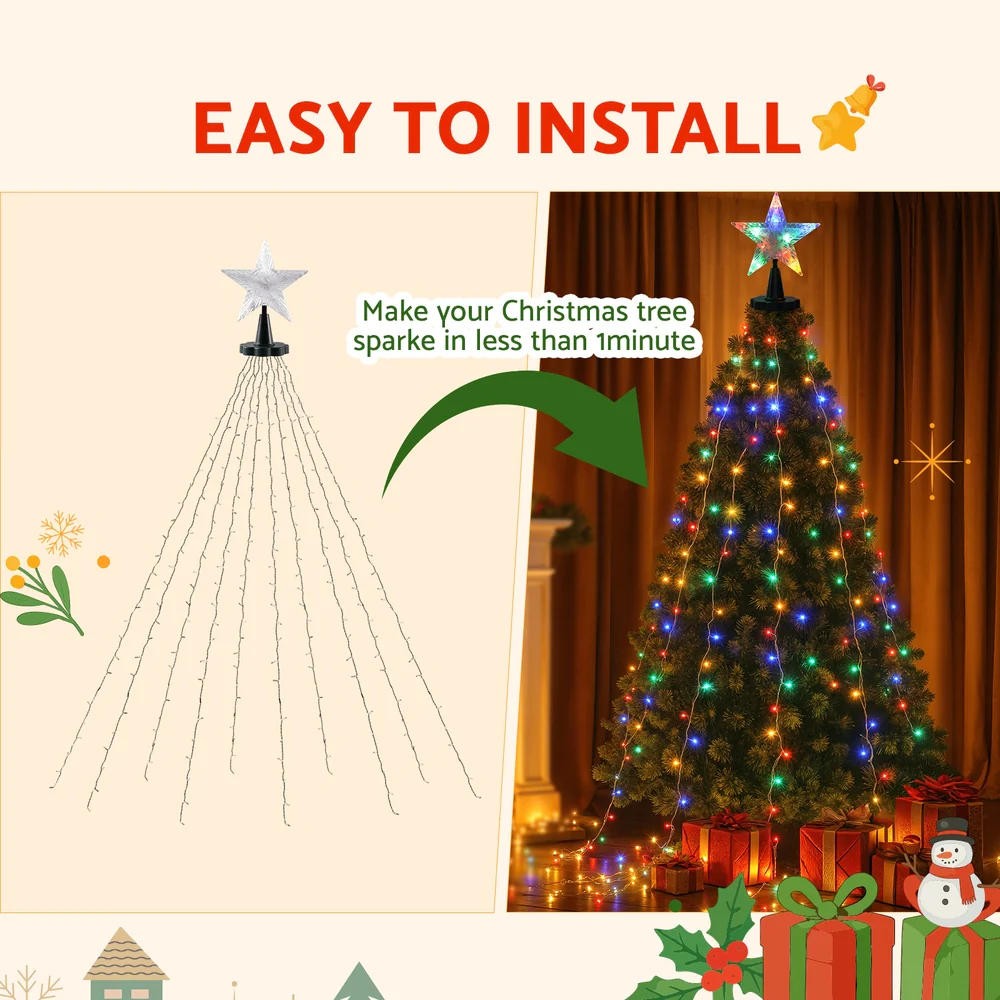 2.5M Christmas Lights Waterfall String Light 300 LED Star Topper - Image 6