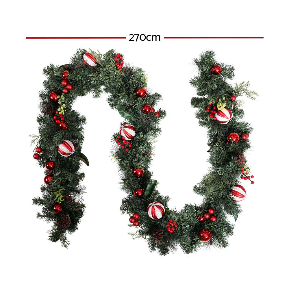 2.7M Christmas Garland with Decorations – Perfect for Festive Décor - Image 3