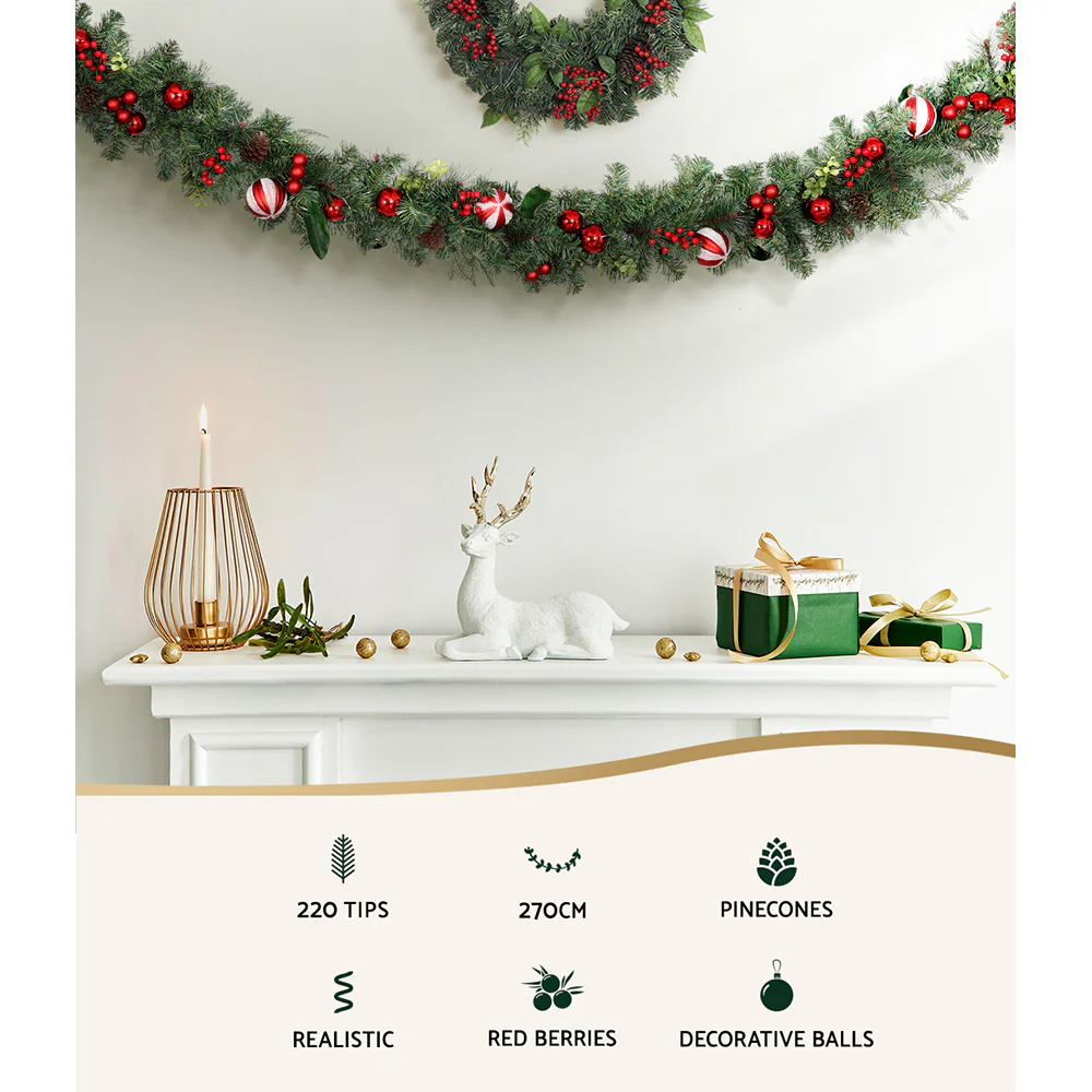 2.7M Christmas Garland with Decorations – Perfect for Festive Décor - Image 4