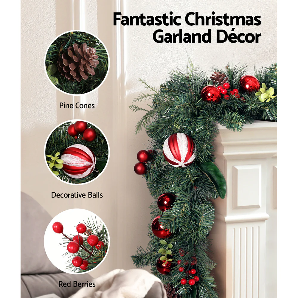 2.7M Christmas Garland with Decorations – Perfect for Festive Décor - Image 5