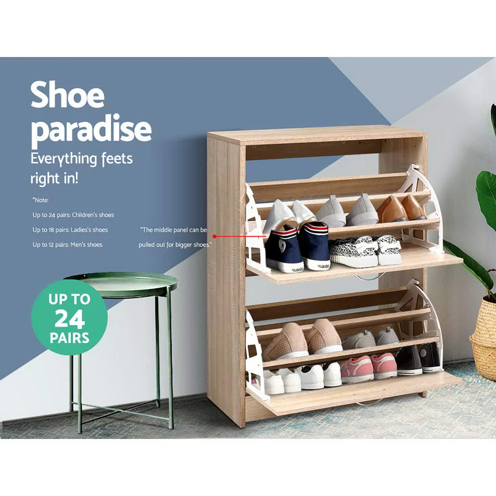 2-Compartment Shoe Cabinet – Oak - Image 5