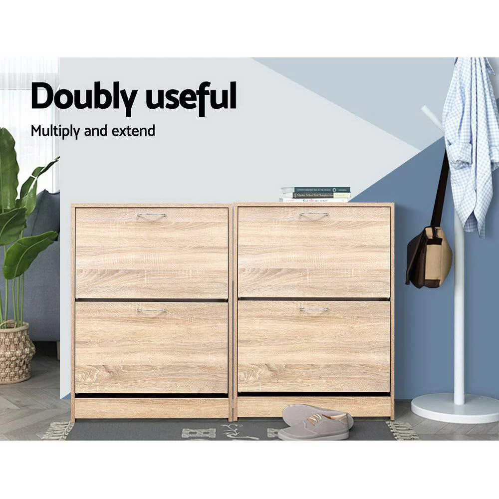2-Compartment Shoe Cabinet – Oak - Image 7