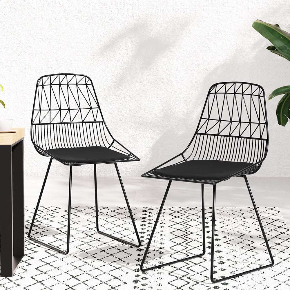 2 Piece Steel Outdoor Patio Dining Chairs Black - Image 7