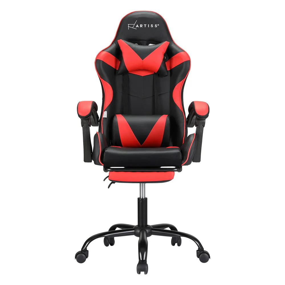 2 Point Massage Gaming Office Chair Footrest Red - Image 3