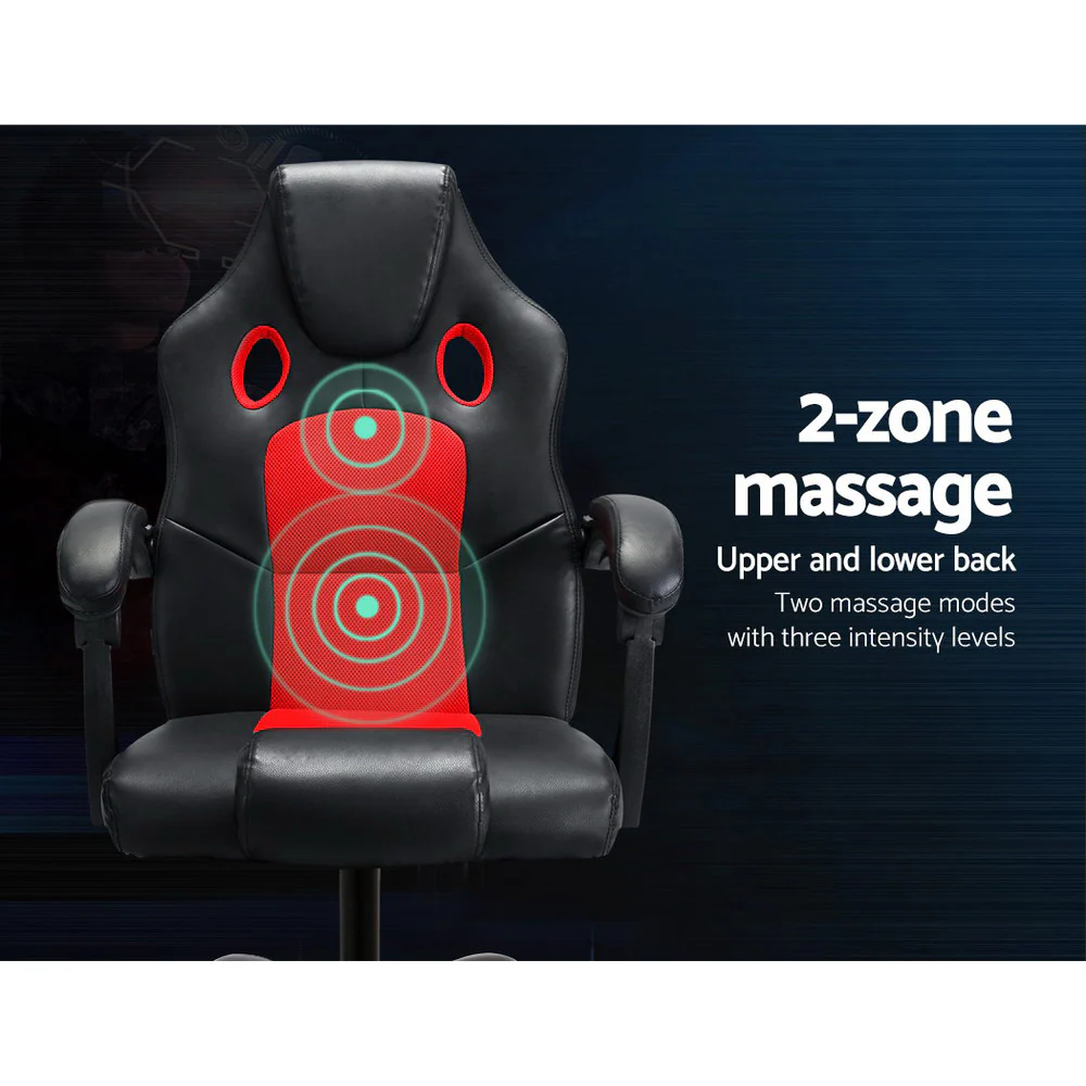 2 Point Massage Gaming Office Chair PU Leather Red - Image 4