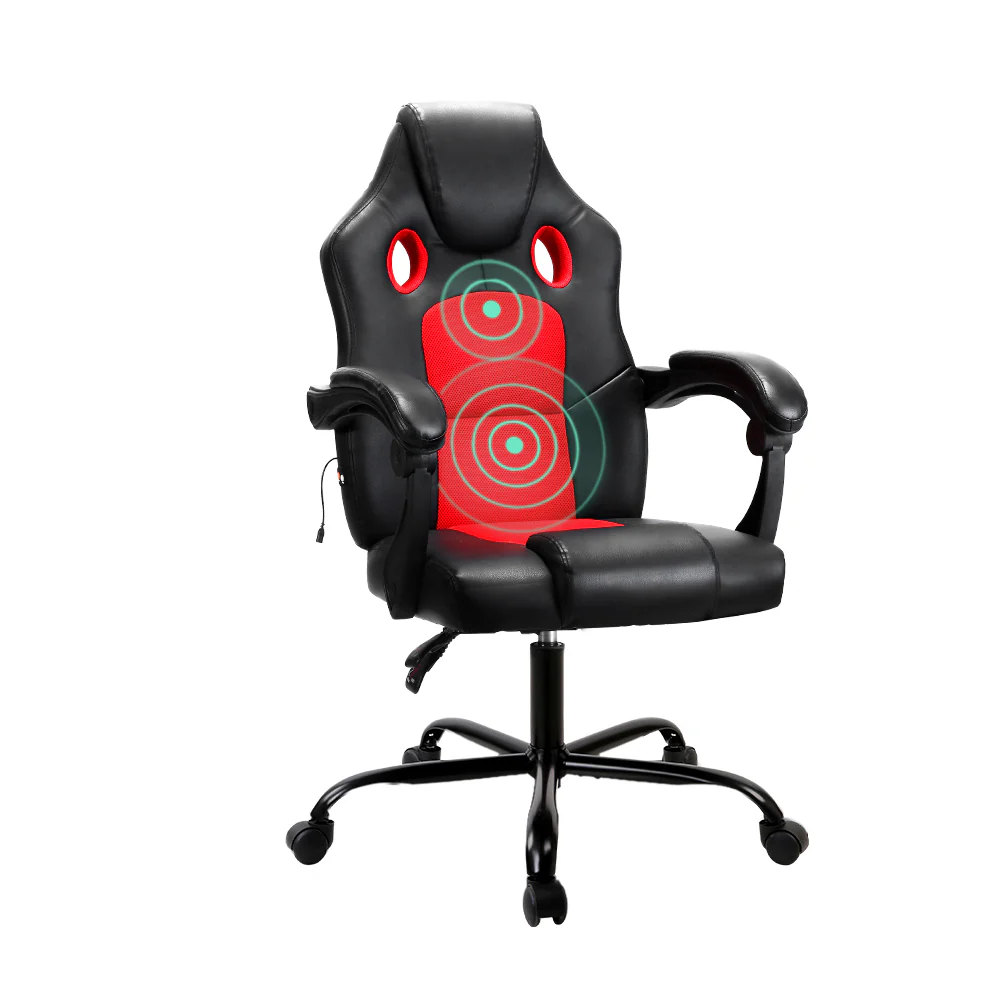 2 Point Massage Gaming Office Chair PU Leather Red - Image 7