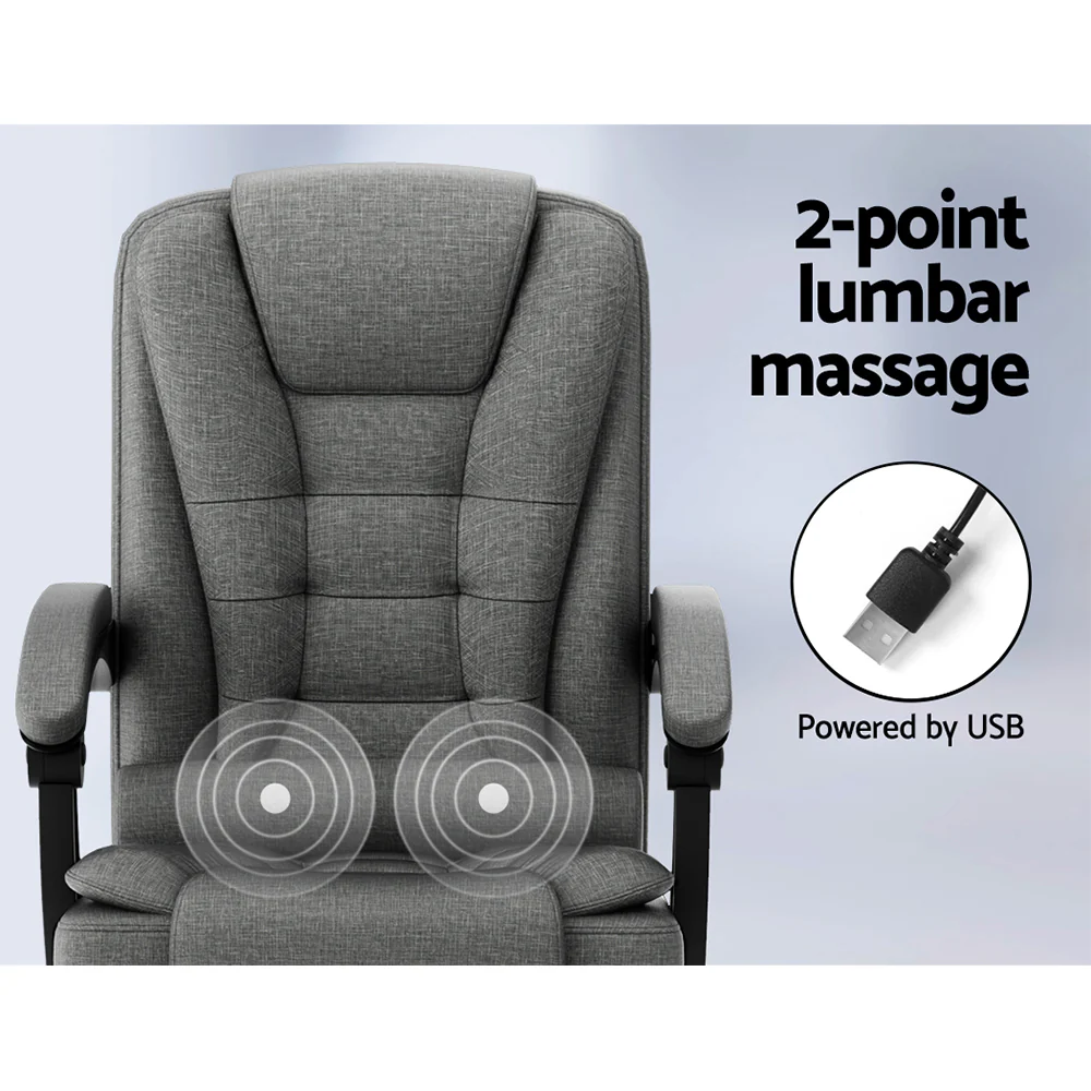 2 Point Massage Office Chair Fabric Grey - Image 4