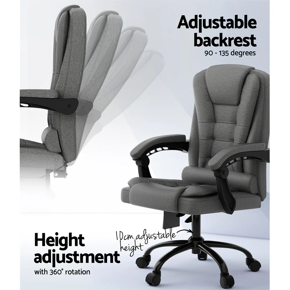 2 Point Massage Office Chair Fabric Grey - Image 5