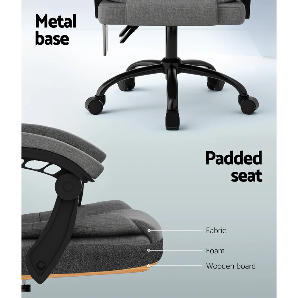 2 Point Massage Office Chair Fabric Grey - Image 6