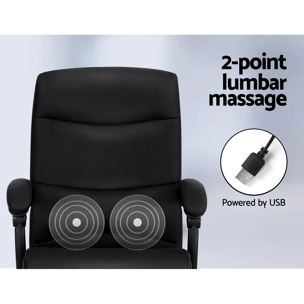 2 Point Massage Office Chair PU Leather Black - Image 4