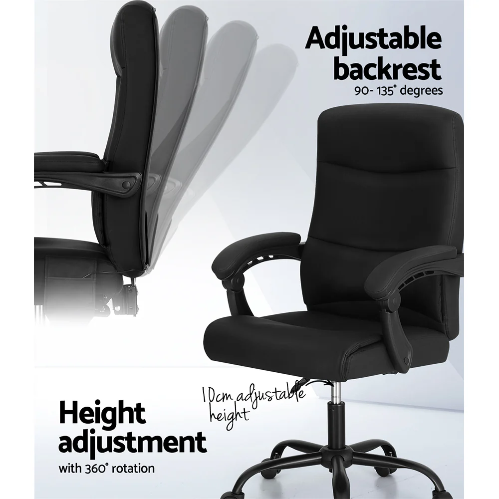 2 Point Massage Office Chair PU Leather Black - Image 5