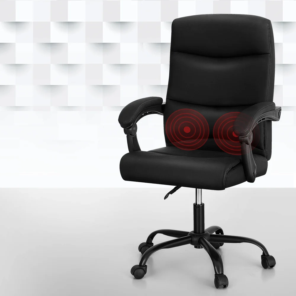 2 Point Massage Office Chair PU Leather Black - Image 7