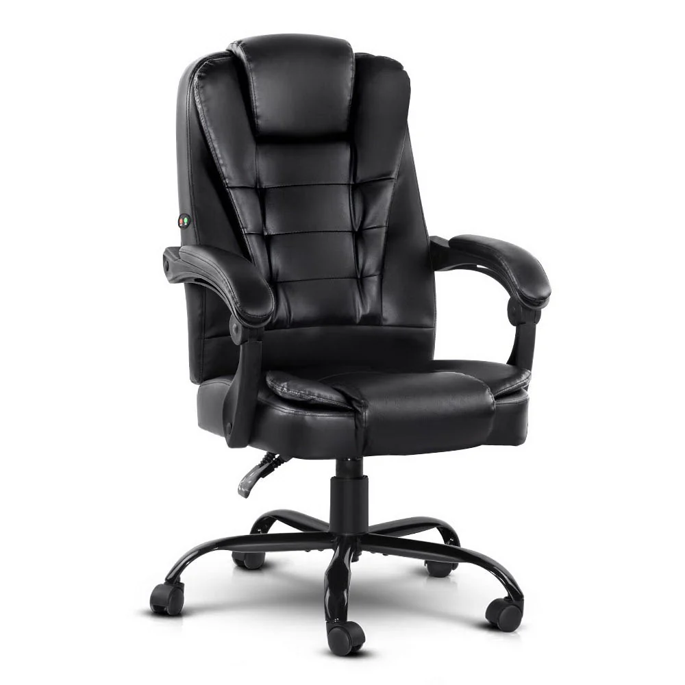 2 Point Massage Office Chair PU Leather Black - Image 2