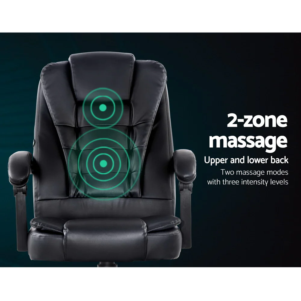 2 Point Massage Office Chair PU Leather Black - Image 4