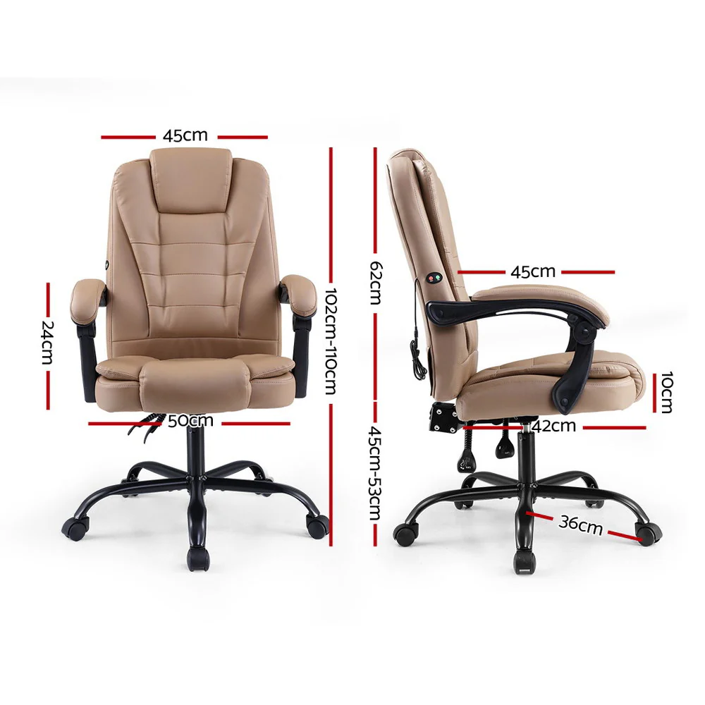 2 Point Massage Office Chair PU Leather Espresso - Image 2