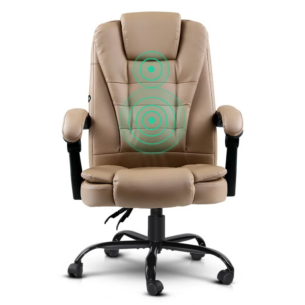 2 Point Massage Office Chair PU Leather Espresso - Image 3