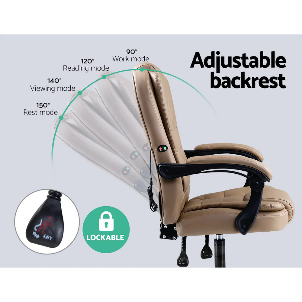 2 Point Massage Office Chair PU Leather Espresso - Image 5